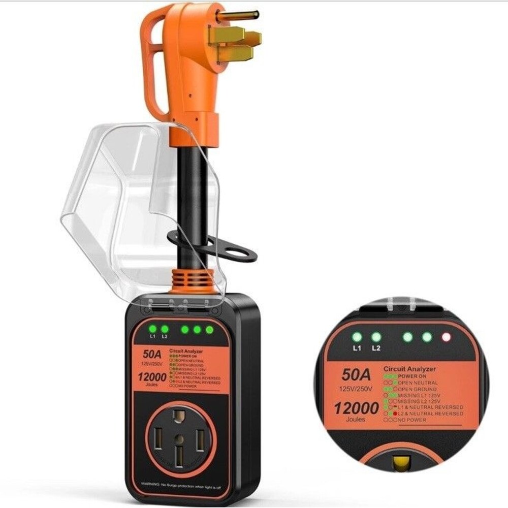 50 Amp RV Surge Protector 12000J Waterproof with Safety Certification